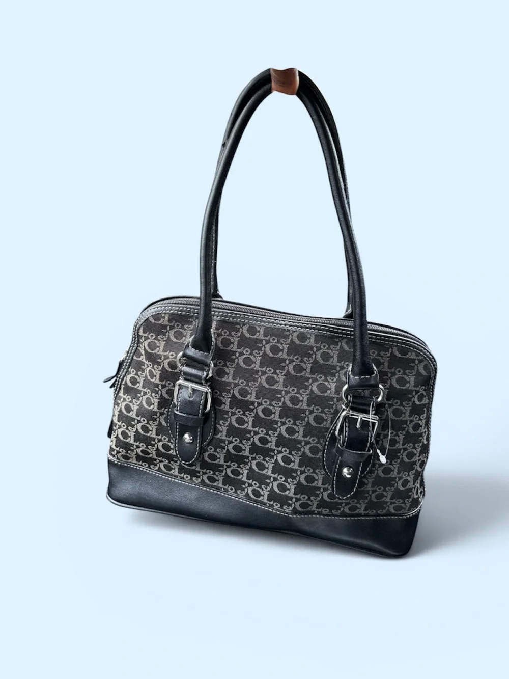 Designer-Inspired Black Monogram Shoulder Bag